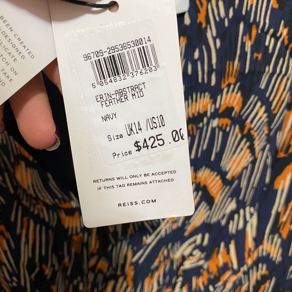 REISS Erin Abstract Feather Printed Midi Dress - Picture 5 of 8